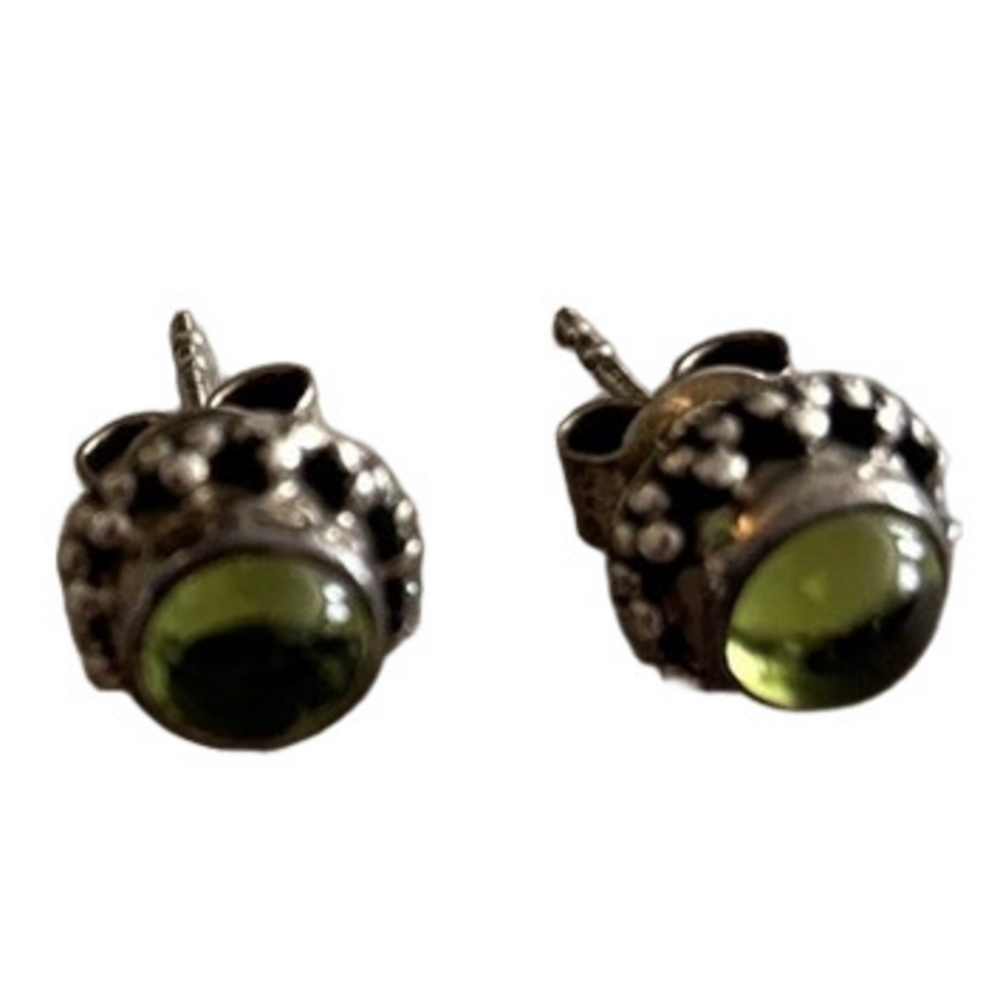 Silpada Silver Earrings with Green Accents